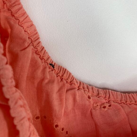 Express Salmon Peach Pink One Shoulder Ruffle 100% Linen Top Women's Size Medium - Picture 5 of 7